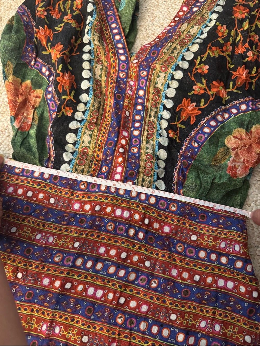 Farm Rio Bohemian Floral V-Neck Women's Dress in Green and Black - Picture 11 of 11
